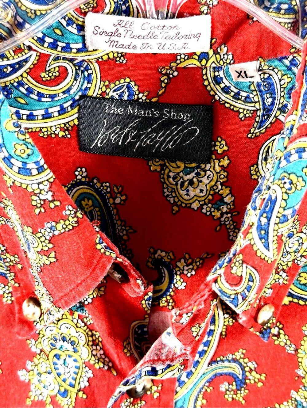 Vintage Lord & Taylor The Man’s Shop Red Paisley Shirt Mens XL 100% Cotton USA - Picture 2 of 9